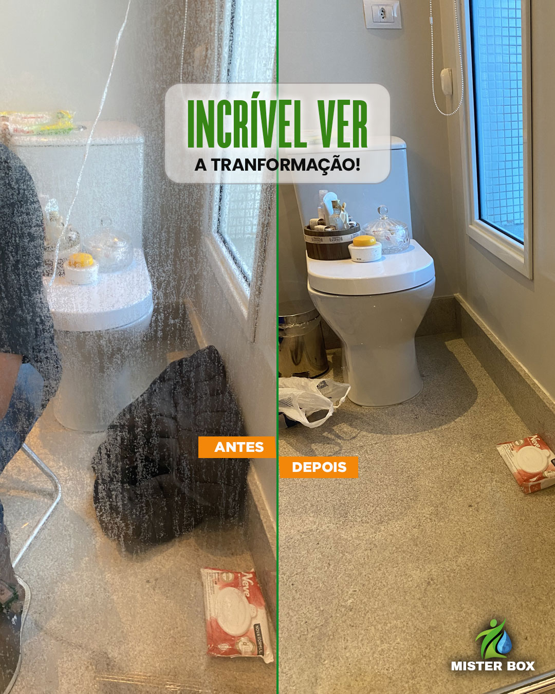 Antes e depois — box restaurado