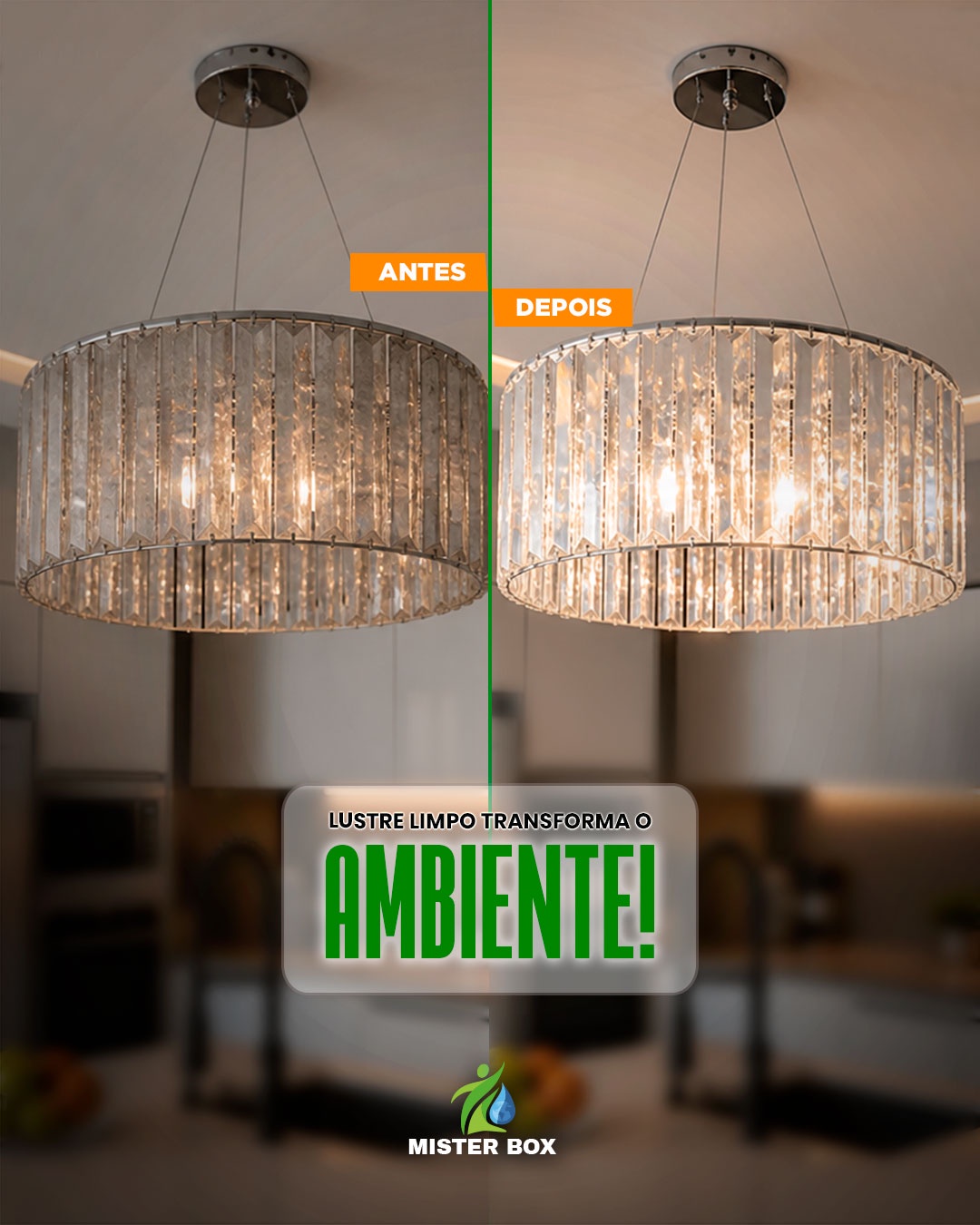 Lustre restaurado — antes e depois